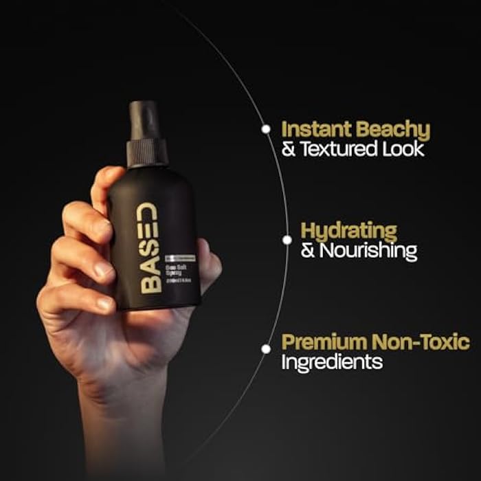 Based Bodyworks بخاخ ملح البحر من BASED BODYWORKS، بخاخ ملح البحر بتشطيب طبيعي للشعر، يمنح الحجم والملمس، غني بالطحالب وفيتامين B5، خفيف وغير دهني، خالي من البارابين - Image 3